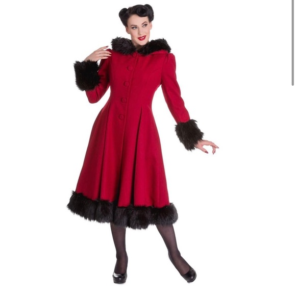 Hell Bunny Jackets & Blazers - Hell Bunny Elvira Coat - Burgundy